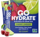 GoHydrate Niskie elektrolity sodu w proszku Pakiety cukrowe - Natychmiastowa Hydration Codzienne Drink Mix - Zero Sugar Water Flavor Packet Singles z witaminą D - (Cherry Limeade, 30 Packs)