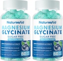 Glucynian magnezu Gummies 1000mg - Suplement potasu bez cukru Magnezu z witaminą D, B6, CoQ10 dla spokojnego nastroju i wsparcia snu - 120 Gummies borówka -2 Pack