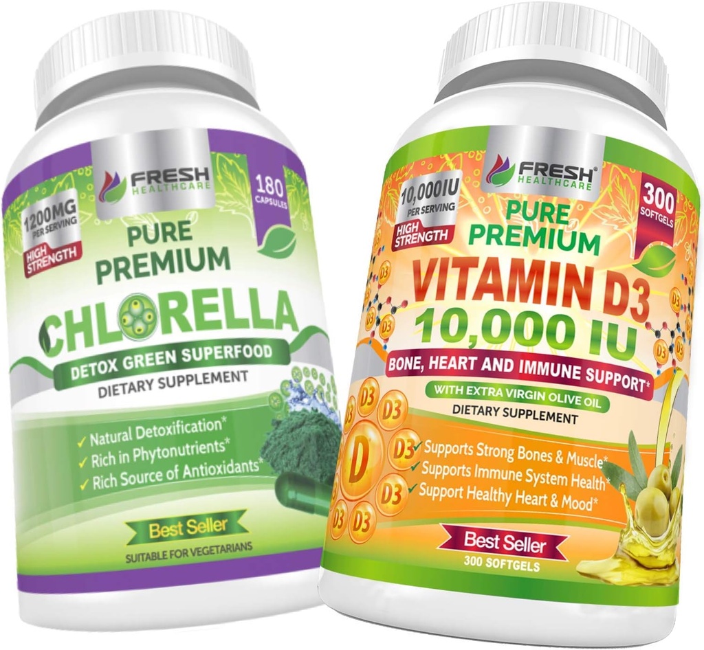 ŚWIEŻE ZDROWIE Chlorella i witamina D3 10 000 IU - Pasek