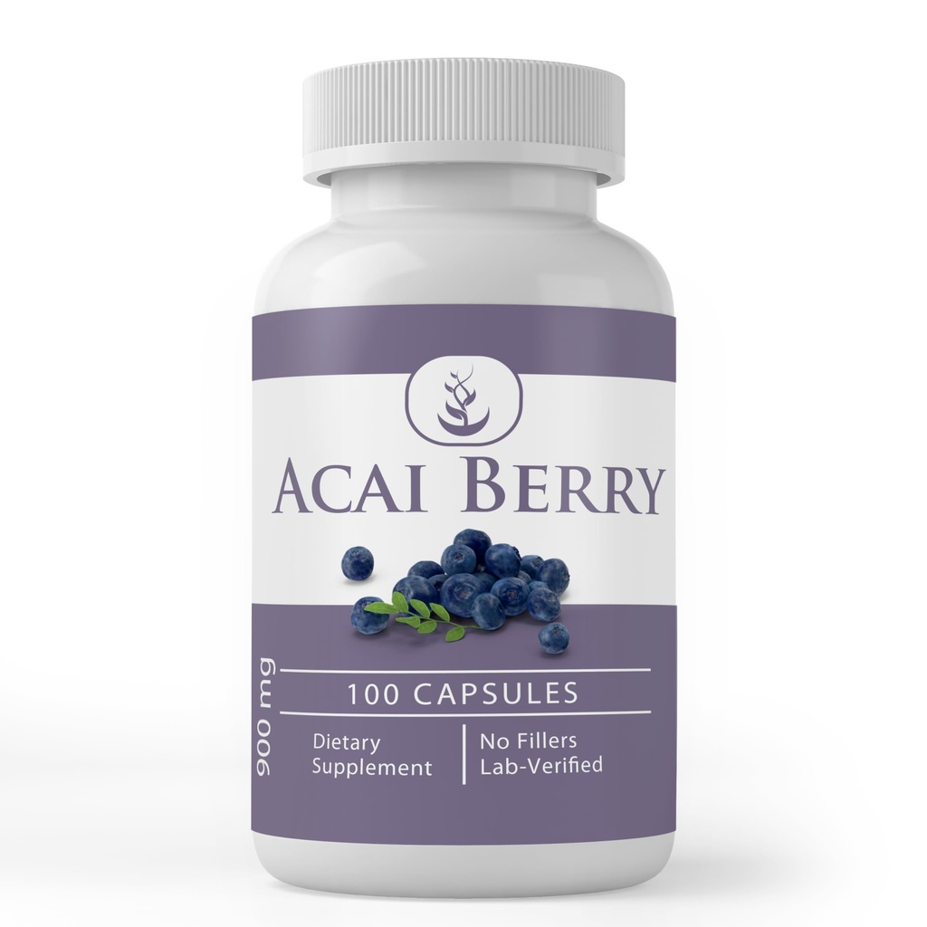 PURE Oryginalne składniki Acai Berry (100 Kapsułki) bez magnezu lub wypełniaczy ryżu, zawsze czyste, Laboratorium zweryfikowane