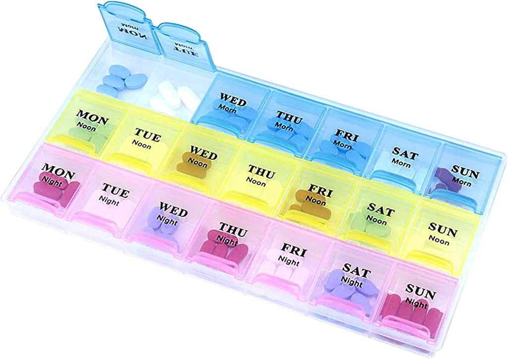 INVODA Cotygodniowy Pill Organizator 3 razy w ciągu dnia Pill Case Duży Planer Medycyny 7 Dzień Pill Box dla witaminy Fish Oils suplement medyczny