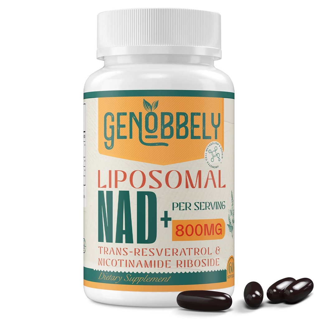 800 mg liposomal NAD + Suplement z Nikotynamidem Ribozyd 200 mg, Trans- Resveratrol 100 mg - True NAD Suplement do naprawy DNA, Zdrowe starzenia, Funkcja mózgu - 60- Day Supply