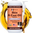 Natural Dog Company Skin & Coat Oil (16 oz.), Wspiera zdrowie skóry, Fish Oil Supplements for Dogs, Soft Coat, Fish Oil & Flaxseed Oil, Kwasy tłuszczowe, Butelka oleju z ryb psów z pompą, Przeciwutleniacz