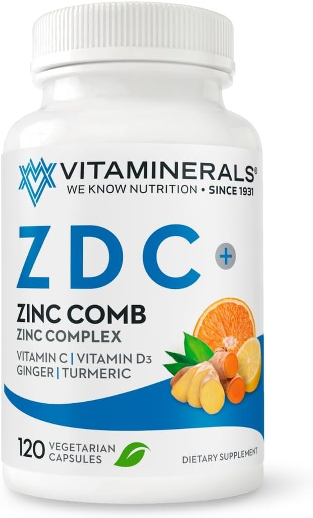 Witaminale ® Z D C, Zinc Complex 50mg VTA 124; Witamina D3 250mcg VIS 124; Witamina C 500mg VIS 124; Ginger VIS 124; Lizyna VIS 124; Turmeric VIS 124; Kapsułki wegetariańskie VIS 124; 120 Służenie
