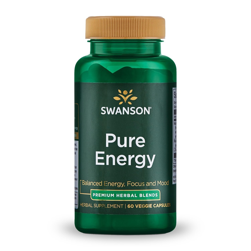 Swanson Pure Energy Metabolizm Koncentracja Focus Support Stress Management Adaptogenne Zioła Suplement ziołowy 60 Kapsułki Veggie (Veg Caps) Wegan