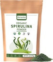 Organiczny proszek Spirulina, Non-GMO, USDA Certified, Green Superfood Bousts Energy, Wysoka w proteinie, Minerały, Przeciwutleniacze i witaminy, 1 lb