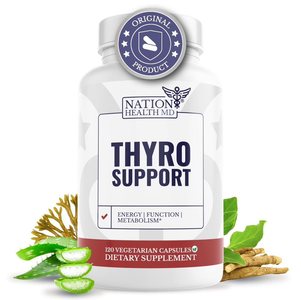 Thyro Support - Suplement tarczycy z Selenium, Bladderwrack & Cynk - Thyroid Health for Women & Men - Wegan, Non GMO, Gluten Free - 120 kapsułki