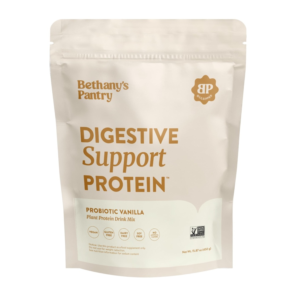Nuzest Bethany 's Pantry Digestive Support Protein - Probiotyki na rzecz zdrowia trawiennego - Protein Clean Lean - Premium Vegan Pea Protein Powder - Plant Based - 20 Sług, 1 Funt (Pack of 1) - Wanilia