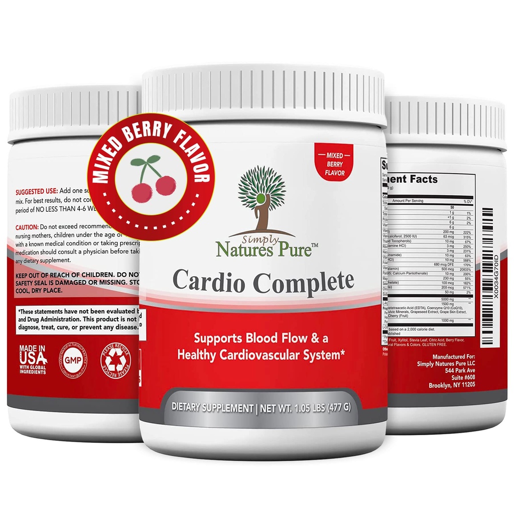Po prostu napisy Pure Cardio Complete z 5000 L- Arginina, 1000 mg L- Citrulina, i Hawthorn Berry - Heart Health & Cardiovical Supplement Powder Supplement and 3- in-1 Nitric Oxide Booster