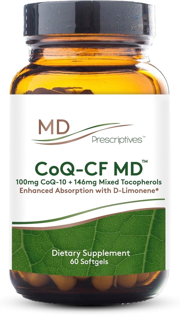 Receptory MD CoQ- CF MD - Coenzym Q10 Suplement diety z witaminą E - CoQ10 100mg Optimal Absorption Formula - 1 kapsułki dziennie - 60 Softgeli