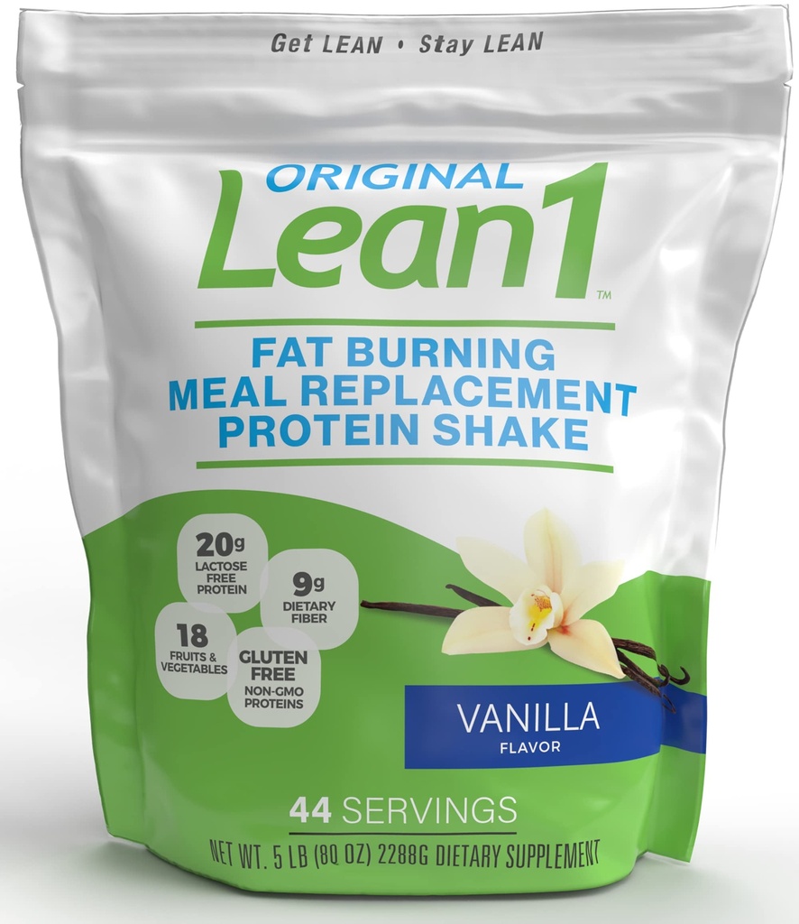 Lean1 Vanila, Wstrząs proteinowy zastępujący posiłek, 44 Służenie w worku 5lb