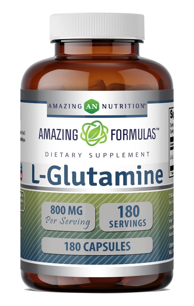 Amazing Supples L- Glutamine Amino Acid Supplement Acidum 124; 800 Mg Per Serving Assistance 124; 180 Capsules Assistance 124; Non- GMO Acidum 124; gluten Free Assistance 124; Made in USA