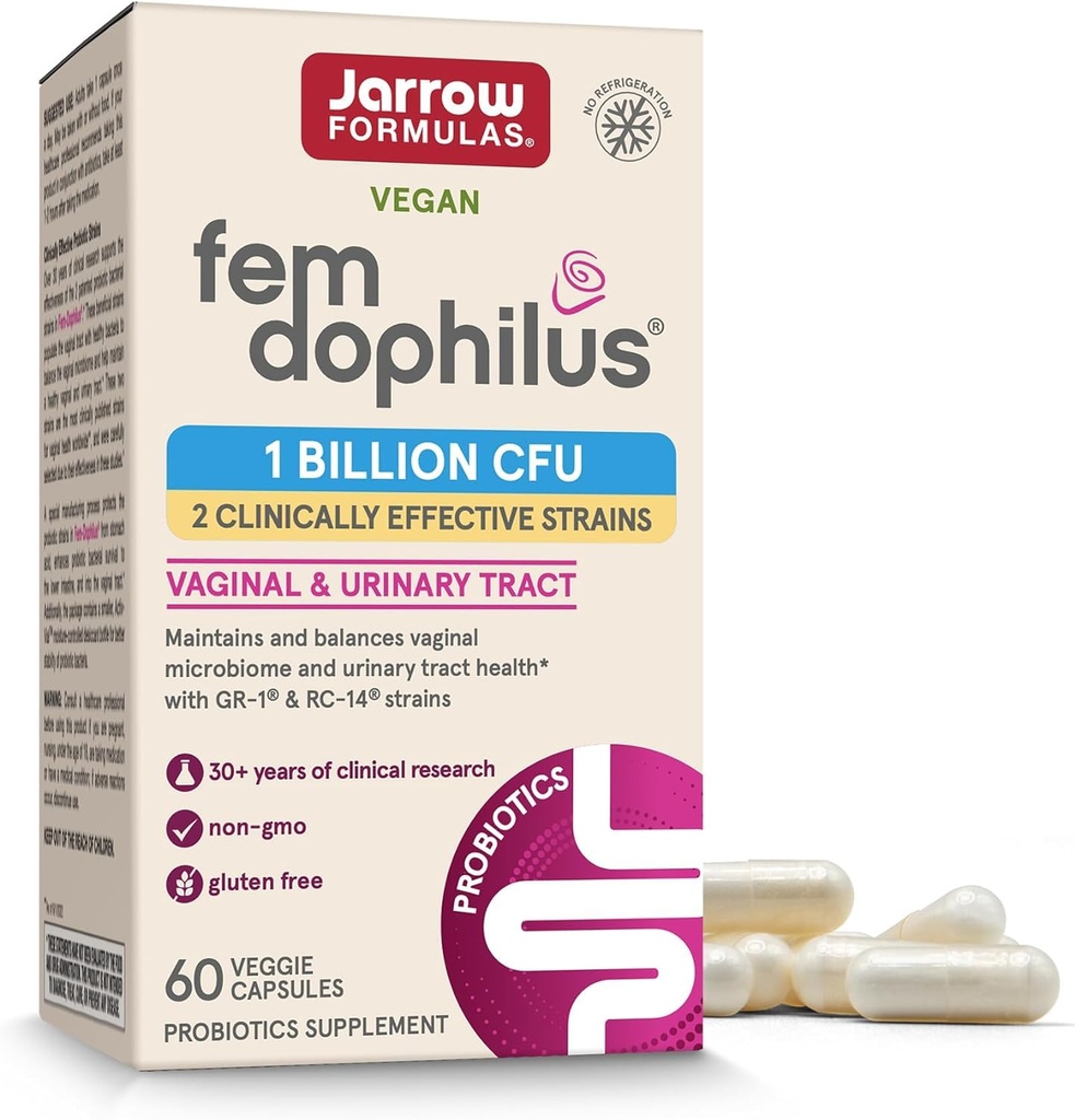 Jarrow Formulas Fem- Dophilus - 1 Miliard Organizmów na Serving - 60 Kapsułek wegetariańskich - Probiotyk kobiet - Trakt moczowy Zdrowie - Do 60 Służenia