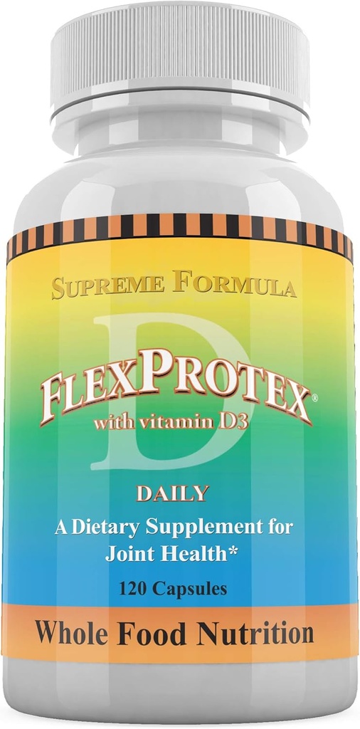 Daily Health, Flexprotex D 884mg Joint Muscle Support 120 Capsules Natural Herbal Turmeric Chondroitin Glucozamina Jucca Boswella Hyaluronic Acid Ashwagandha D3 Magnez (1 Miesiąc Dostawy)