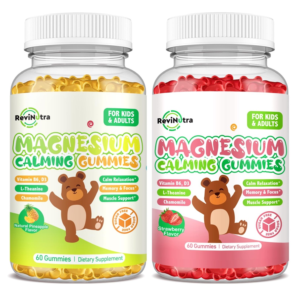 2 Pack Magnezu Gummies dla dzieci i dorosłych - Magnezu Glycinate Complex