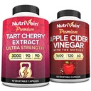 Żywotne żyły Premium Tart Cherry 500mg & Apple Cider Vinegar 1600mg Bundle - Odzysk mięśni & Kwas moczowy Cleanse Plus Wsparcie trawienia & Zarządzanie wagą - Non-GMO, Wegan / Wegetarianin - 90 + 120 tabletek