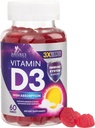 Witamina D3 Gummy 5000 j.m. (125 μg) - Suplement diety witaminy D dla kobiet i mężczyzn - kości, zębów, mięśni i immunologicznego wsparcia zdrowia, wysokiej mocy VIT D3 Nature 's Non-GMO & Gluten Free - 60 Gummies