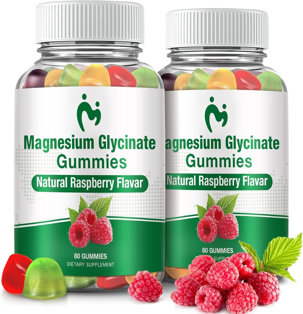 Magnezu Gummies Glucynian dla dorosłych i dzieci, 2 Pakiety Gummies do żucia spokojny Magnezu dla snu, Magnezu Glucynian 400mg, Stress & Relief mięśni, Magnezu suplement potasu