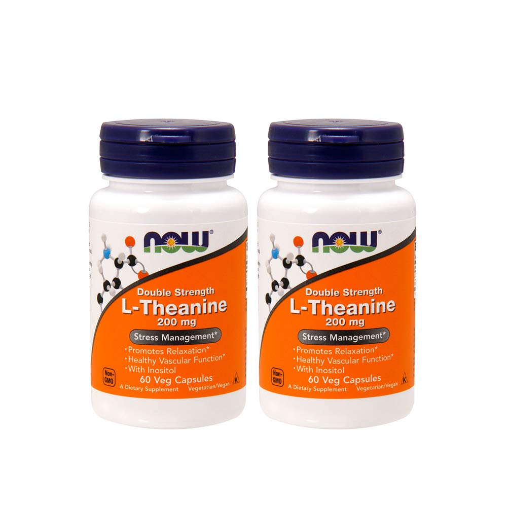 Teraz żywność L- Theanine 200 mg, 60 kapsułki roślinne (2 opakowania)