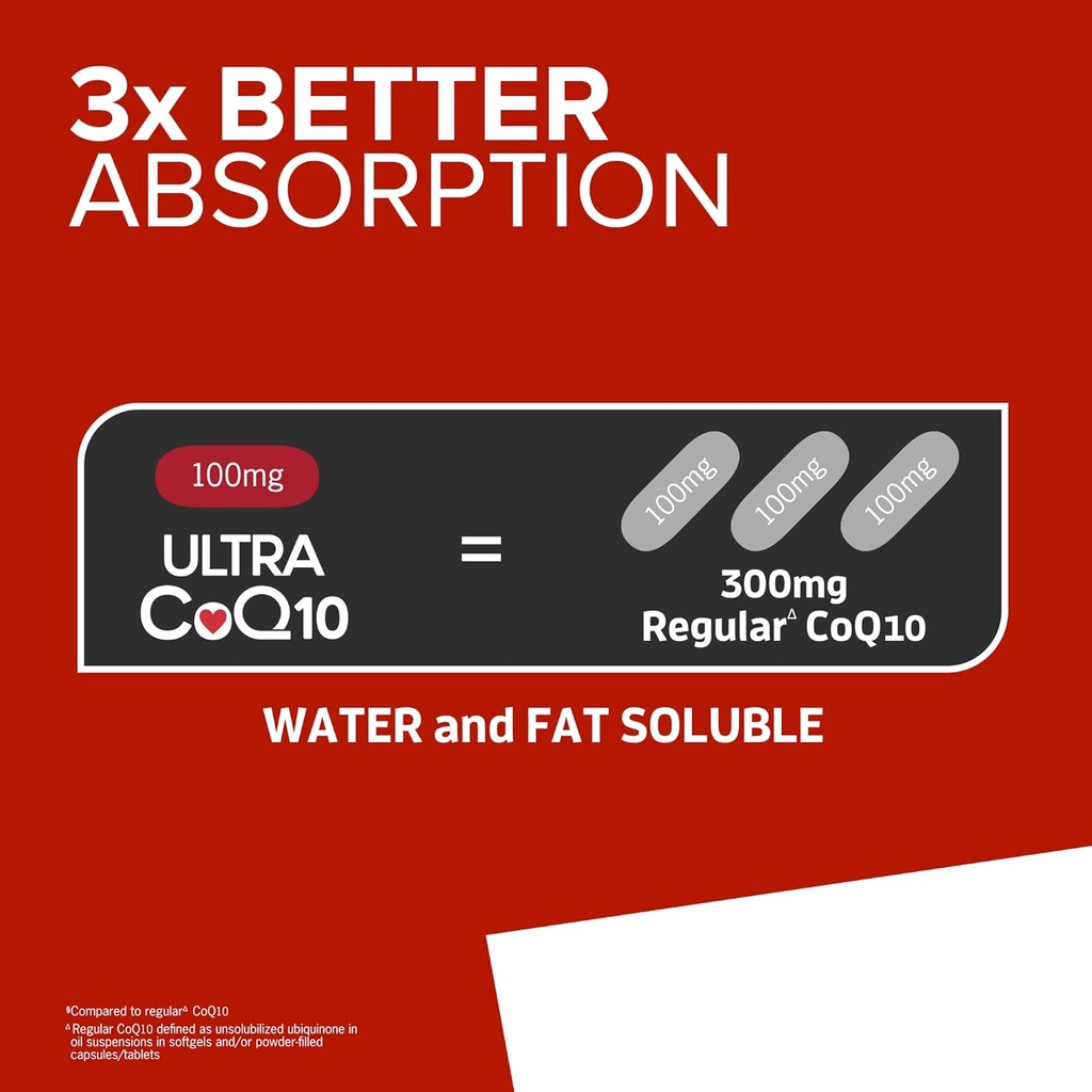 Qunol CoQ10 100mg Softgels Ultra 3X Lepsze wchłanianie Koenzym Q10 Suplementy - Suplement przeciwutleniacz do produkcji naczyń i serca Zdrowie i energia - 2 Miesiąc Dostawy - 60 Liczba (Opakowanie 2)