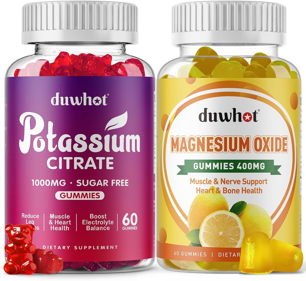 Cytrynian potasu Gummie 1000mg, Gummie tlenkowe magnezu 400mg, Suplement dla dorosłych