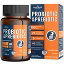 100 Miliard Probiotyki dla mężczyzn i kobiet 27 Szczepy 5 Organiczne Prebiotyki dla Gut Digestive & Immune Health, Wspiera Diarrhea Gas Bloating, Non-GMO, Zero Fillers - Made in USA