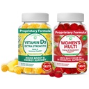 Lunakai Witamina D3 Gummeje i żeńskie Gummeje Multivitamin Bundle - Suplement do wsparcia odporności, kości i nastrojów - 100% Dzienna Wartość 16 Witaminy i minerałów Zdrowe Gummy - 30 Dni Dostawy