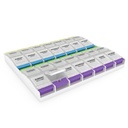 EZY DASE Cotygodniowy (7- Day) Pill Organizator, Pojemnik na witaminy i Codzienne Planowanie Medycyny, 2X- Duży przyciskowy przyciski, Artretyzm Przyjazny, Łatwy w użyciu, 4 razy dziennie, Klarowne lipy, BPA Free