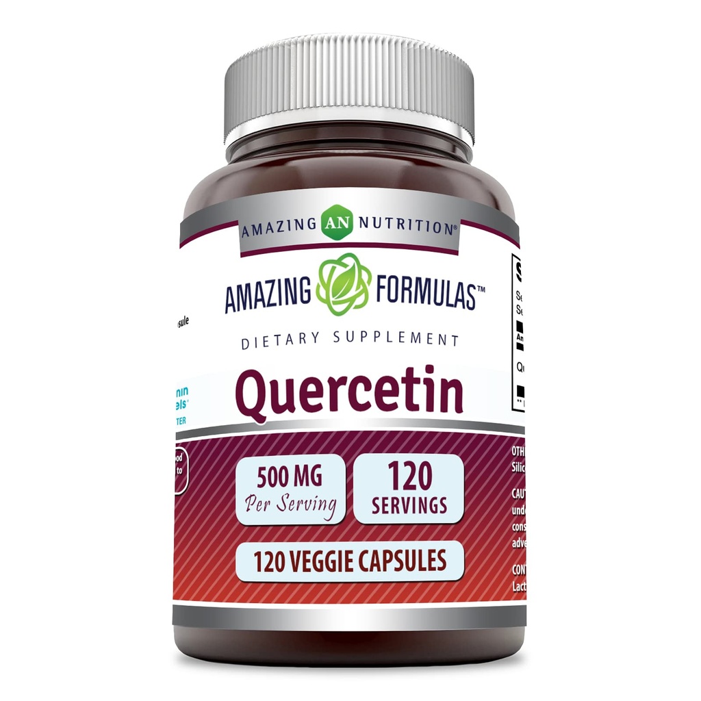 Amazing Supples Quercetin 500mg 120 Veggie Suplement kapsułki - Non-GMO - Gluten Free - Wspiera ogólne zdrowie i dobre samopoczucie