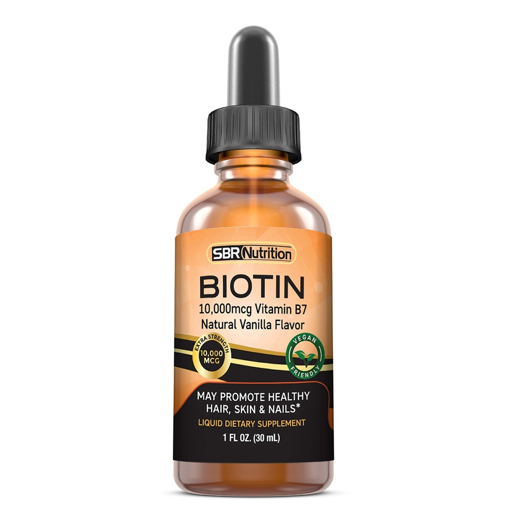 MAX Wchłanianie Biotin płynne krople, 10000mcg Biotin Per Serving, 60 Podawanie, Brak sztucznych środków konserwujących, Wegański Przyjazny, Wspiera zdrowy wzrost włosów, silne paznokcie i połysk skóry, Made in USA