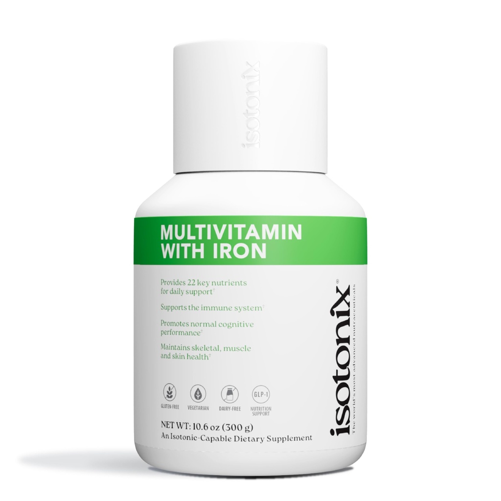 Isotonix Multivitamin z żelazem - Wspiera system immunologiczny, mentalną klarowność, zdrowie i energię kości - Idealny dla mężczyzn, kobiet - Bez glutenu, Nie-GMO - 90 Służenie