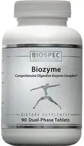 BIOZYME: Complete High Potency Digestive Enzym Complex- Dual Faza tabletki uwalniać Betaine HCl, Pepsyna, Bromelain i Papain w żołądku, i Pancreatin, Trypsin, Chymotrypsin i Ox Bile w regionie dwunastnicy dla maksymalnej skuteczności. 90
