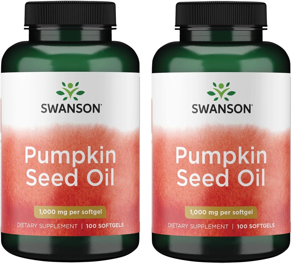 Swanson Pumpkin Seed Oil - Wysoka biodostępność EFA - (100 kapsułki Softgel, 1000mg każdy) 2 opakowania