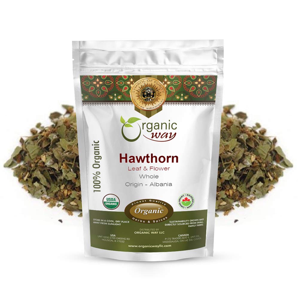 Organic Way Hawthorn Leaf and Flower Whole (Crataegus monogyna) - Herbal Herbata 124; Europejska Wild- Harvest 124; USDA & Koser Certified Amend124; Non GMO & Gluten Free Amend124; Pochodzenie - Albania (1 / 2LBS / 8OZ)