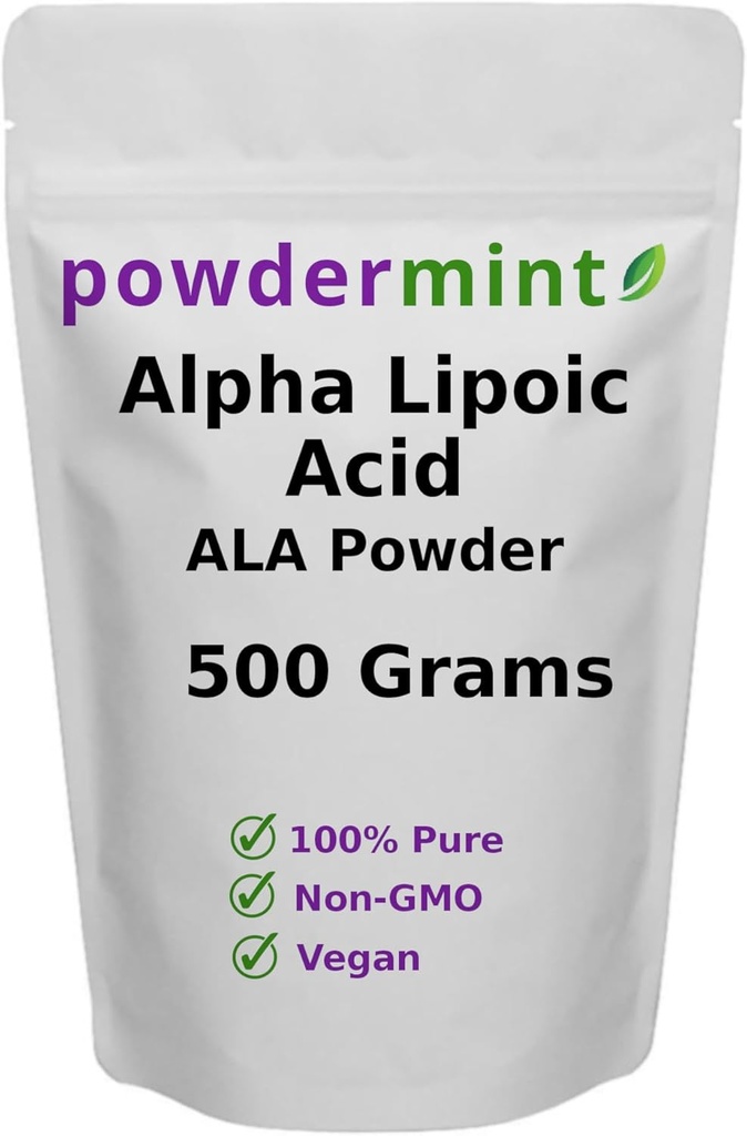 Alpha Lipoic Acid Powder (RS- ALA, Pure ALA) (Wiele rozmiarów) Antyoksydant (ALA Powder) Scoop Zawarte