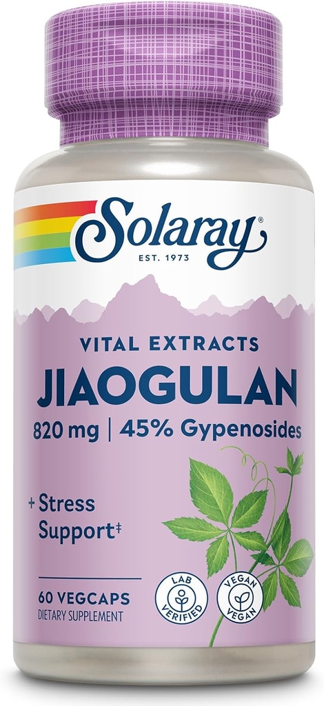 SOLARAY Jiaogulan Root and Rhizome Extract, Gynostemma Pentaphyllum Stress Support and Antioksydants Supplement - Vegan, Lab Verified - 60 Day Money- Back Guarantee, 30 Servings, 60 VegCaps