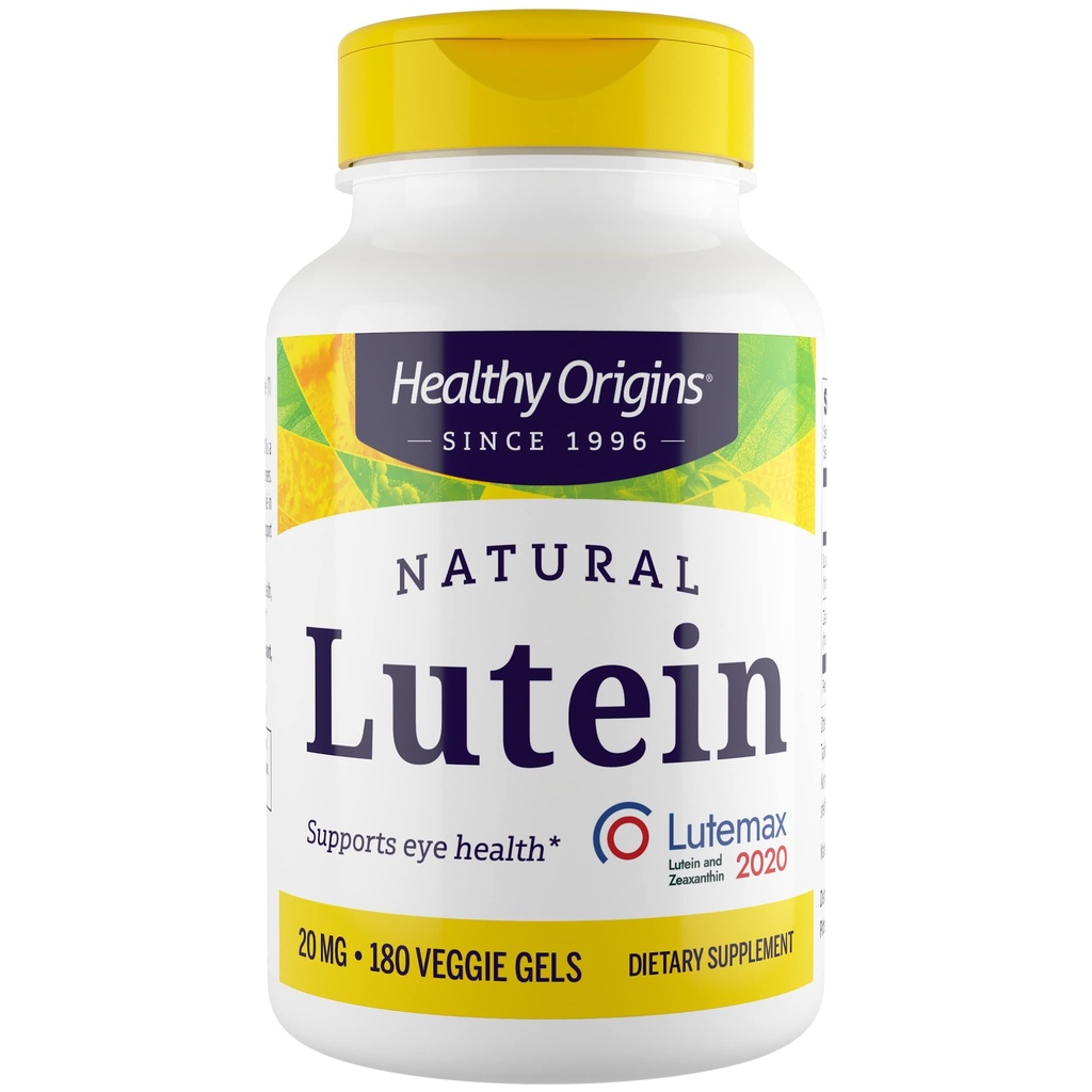 Zdrowe początki Lutein 20 mg (Lutemax 2020 z Zeaksantyną, Non-GMO, Wegan, Wsparcie dla oczu), 180 Veggie Gels