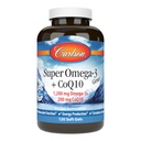 Carlson - Super Omega-3 Gems + CoQ10, 1200 mg Omega- 3 200 mg CoQ10, funkcja cyrkulacji, produkcja energii i wsparcie cyrkulacyjne, 120 Softgels