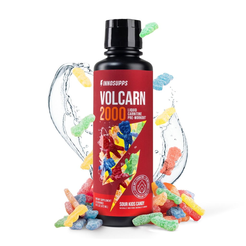 InnoSupps Volcarn 2000 - L- CARNITINE Advanced Energy Liquidity 124; ATP Enhancer z GBEEC 124; Enhances Energy, Enhances Focus, Cafeline Free, No Artificial Sweeteners Environment 124; 32 Servings (Sour Kids Candy)