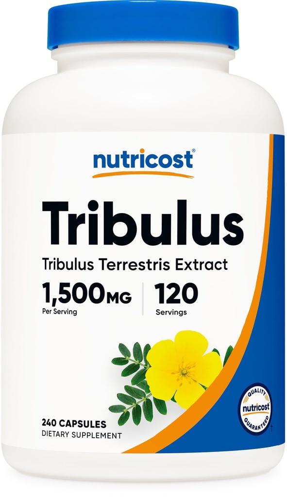 Nutricost Tribulus Terrestris Extract 1500mg, 240 kapsułki - 45% saponiny, 120 Sług, Non-GMO, Gluten Free