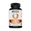Zhou kurkumina turmerowa z Ginger - Turmeric and Ginger Supplement for Women and Men, Kurkuminoidy z Black Pepper Extract for Trawienie i Trawienie - 90 Kapsułki wegetariańskie