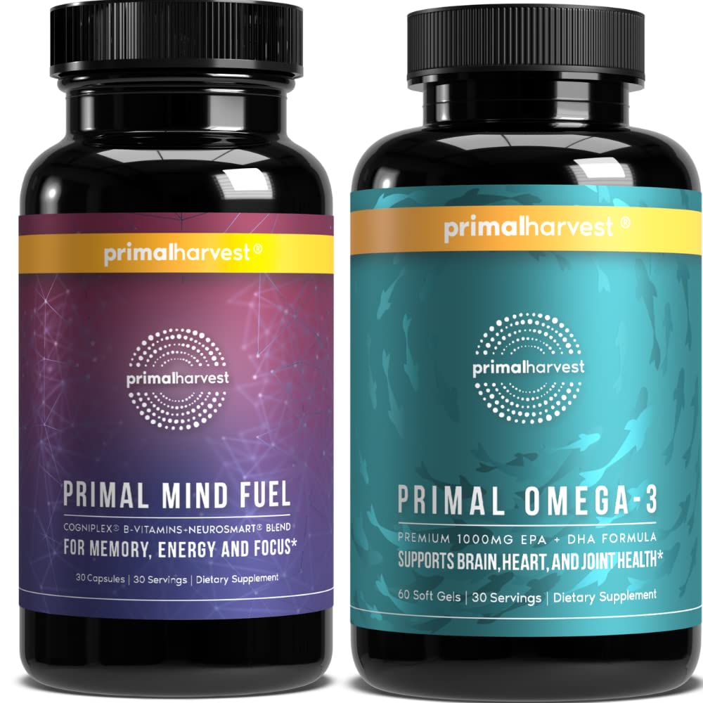 Pierwotne zbiory paliwa do umysłu & Omega 3 Suplementy dla kobiet i mężczyzn Fish Oil Kapsułki i Mind Fuel Brain Booster Pigułki
