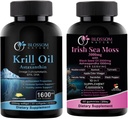 Olejek z kryla antarktycznego 1600mg z Astaksantyną 2 mg i Irish Sea Moss Gummies 3000mg z olejem z nasion czarnych i Ashwagandha 2000mg