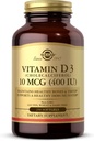 Witamina Solgar D3 (Cholecalciferol) 10 MCG (400 j.m.), 250 Softgels - Pomaga utrzymać zdrowe kości i zęby - Wsparcie układu immunologicznego - Non-GMO, Gluten Free, Dairy Free - 250 Servings