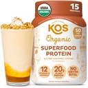 KOS Vegan Protein Powder, Sól karmelowa Kawa - Niskie mieszanka białka grochu, Organic Plant Superfood bogaty w witaminy i minerały - Keto, Bezmleczne - Meal Replacement for Women & Men - 15 Służenie