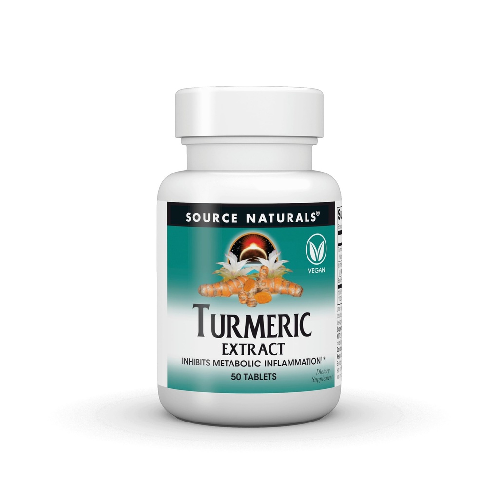 Źródło Naturals Turmeric Extract - Wspomaga zdrową reakcję zapalną - 50 tabletek