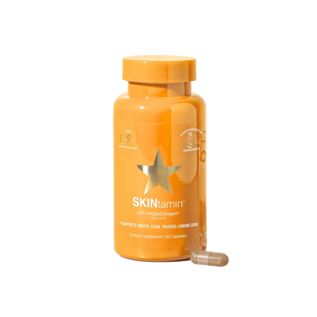 SKINtamin Vegetarian Collagen Pigułki 124; Najlepsze suplementy kolagenu dla kobiet do wsparcia Firmness skóry i zmarszczki 124; Suplement skóry Suplement do pomocy zmniejszyć krwawienia