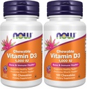 Teraz suplementy, Witamina D-3 1000 IU, Naturalny aromat owocowy, Wsparcie strukturalne *, 180 Chewables (Opakowanie 2)