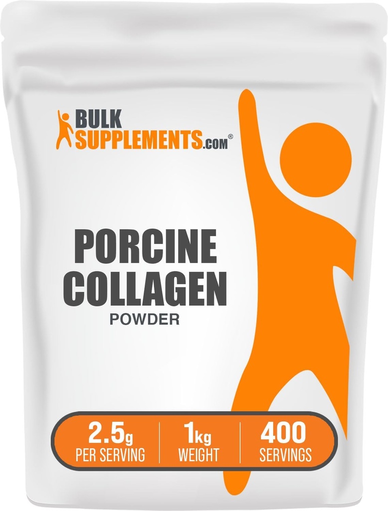BulkSupplements.com Świnia Collagen Proszek - Zhydrolizowane Collagen, Peptydes - Gluten Free, 2500mg na serwowanie, 5kg (11 funtów) (Opakowanie po 5)