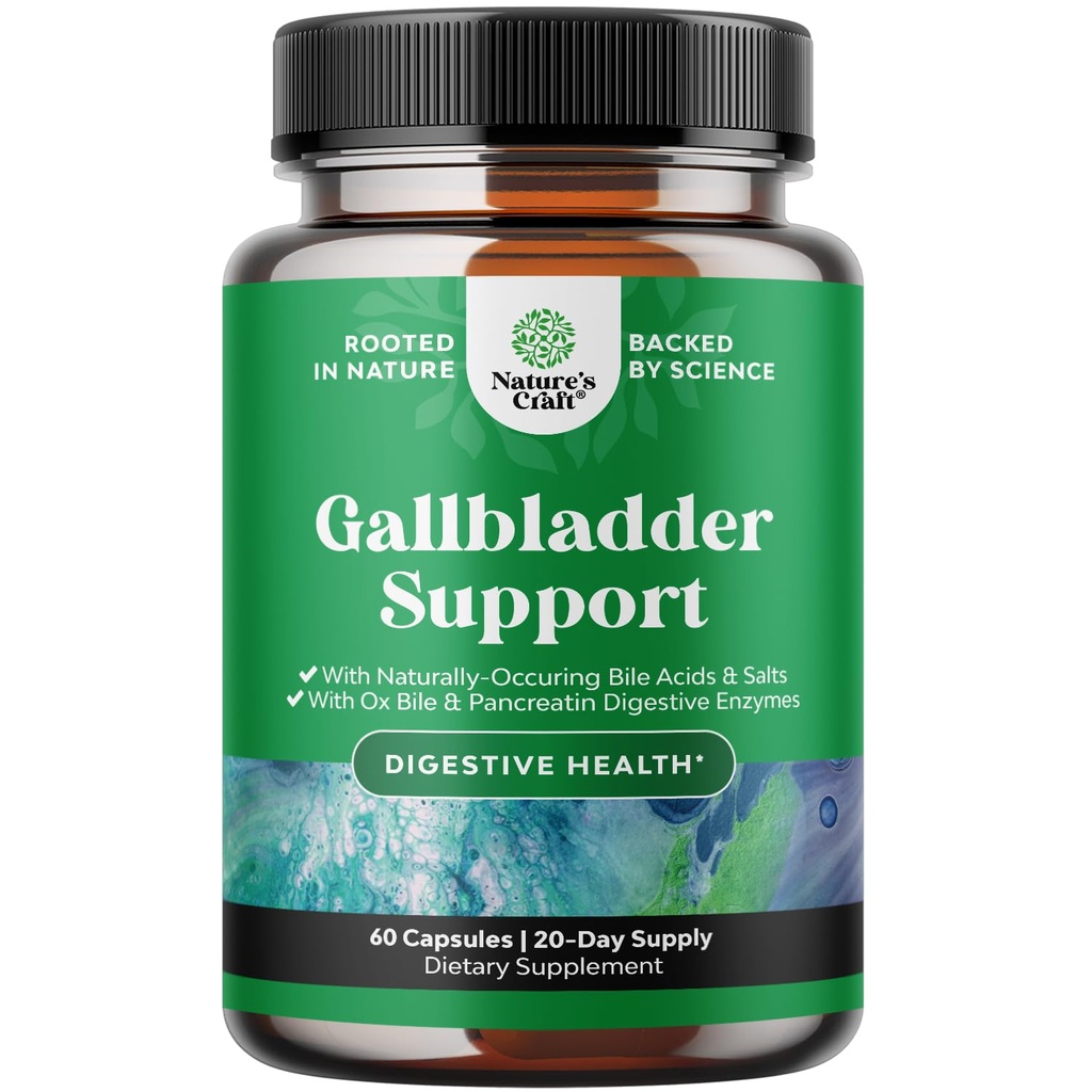 Ox Bile Salts dla wsparcia pęcherzyka żółciowego - Oczyszczone Bile Salts Suplement z Pancreatin Digestive Enzymes Ox & Betaine HCL - Suplementy dla Brak pęcherzyka żółciowego & Digestive Health 20 Dni